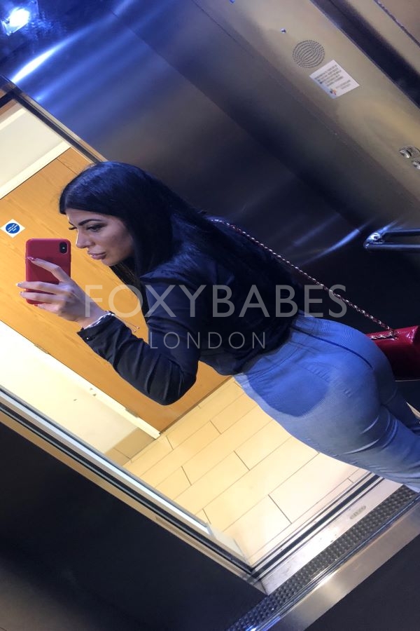 sexy brunette taking picture in elevator 